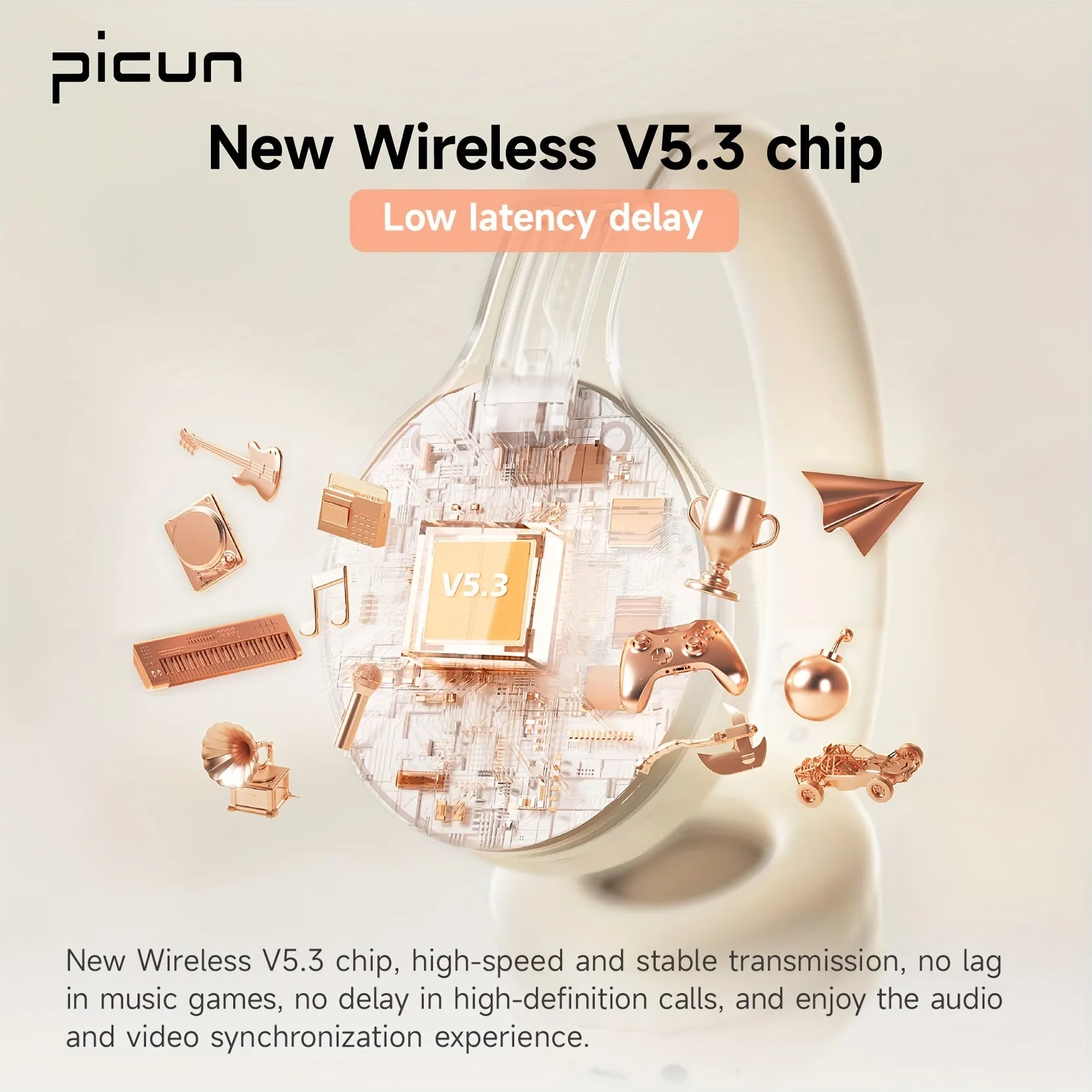 Picun Headphones | Wireless Headset For Computer Phone Tablet