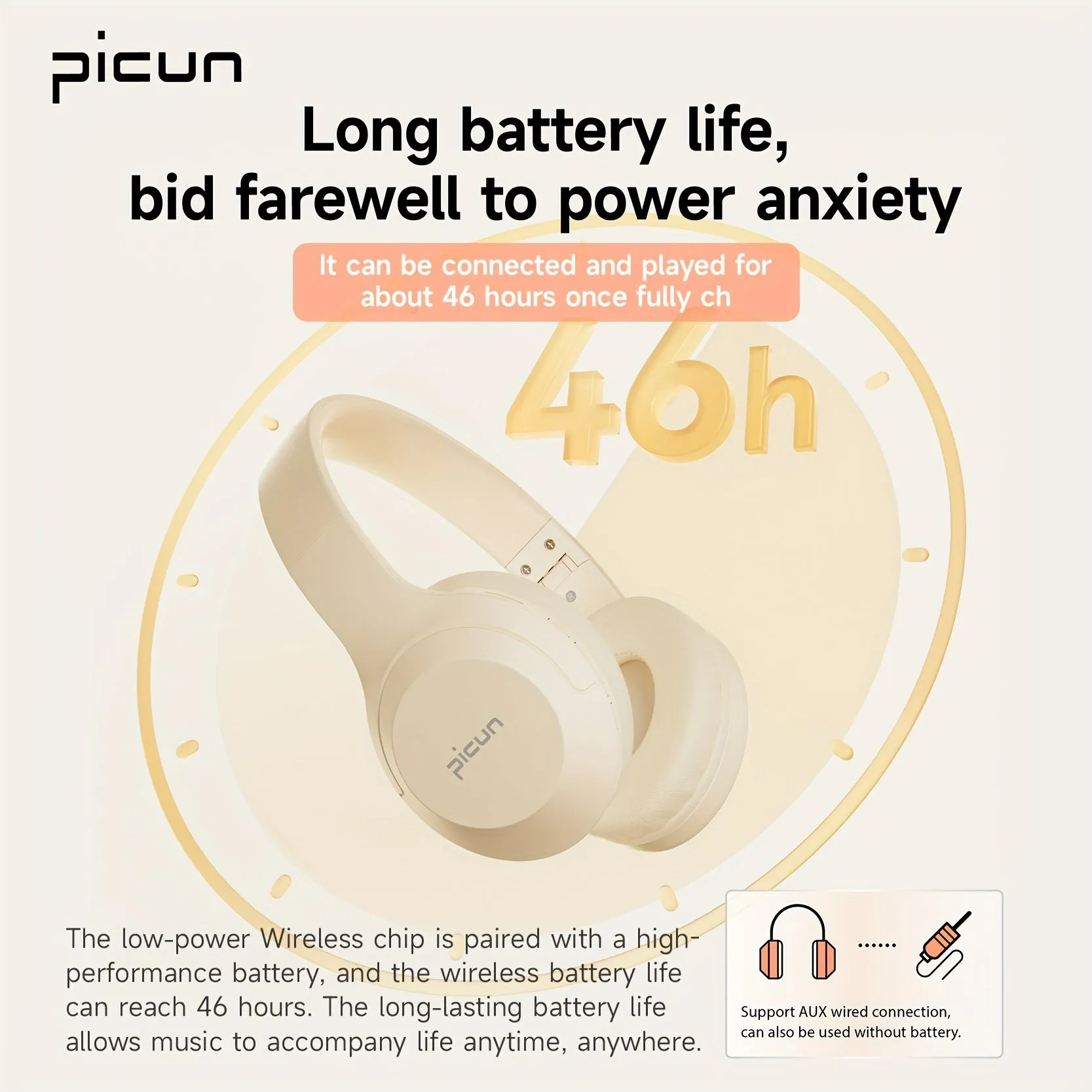 Picun Headphones | Wireless Headset For Computer Phone Tablet