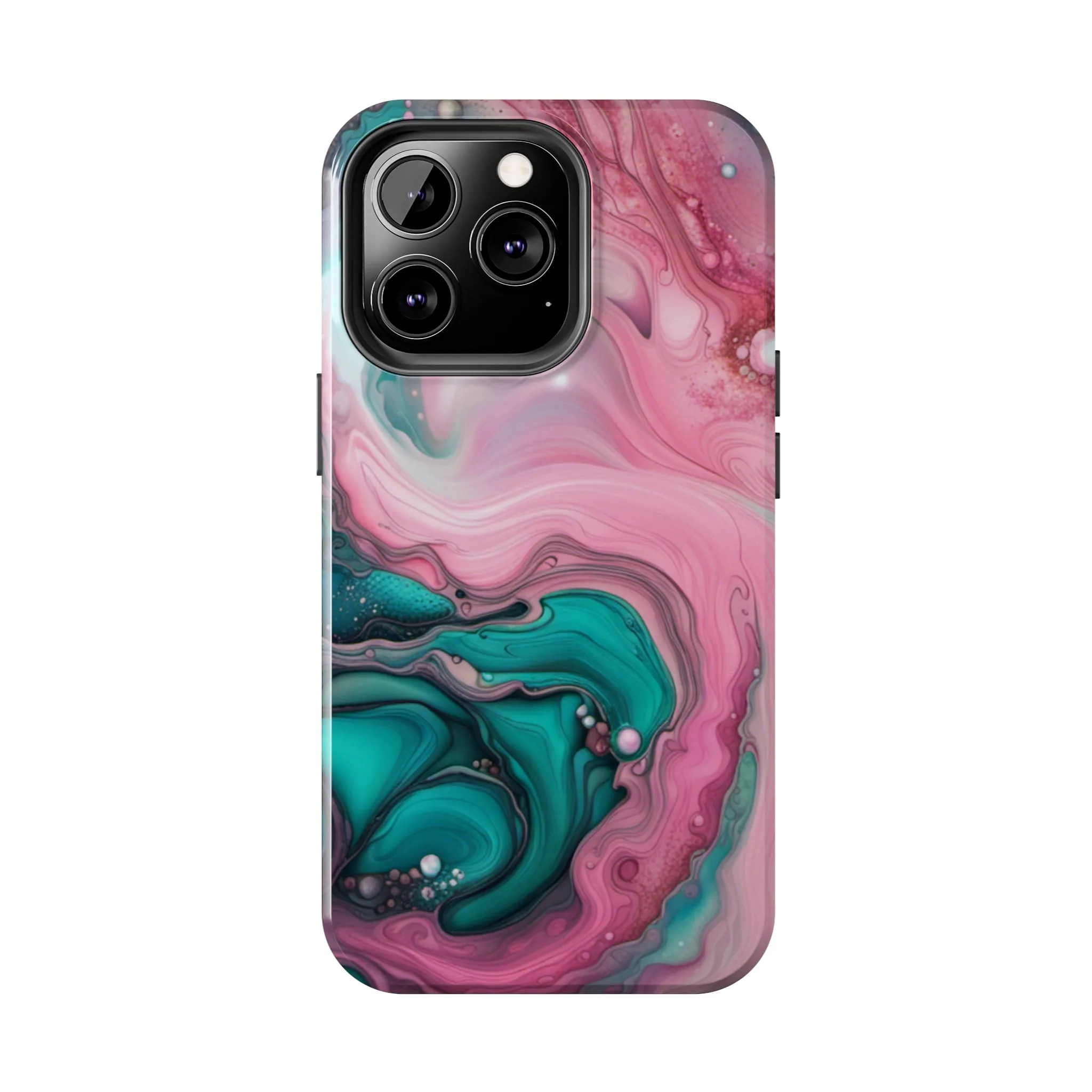 Pink and Teal Alcohol Ink Pattern Design Phone Case compatible with a large variety of iPhone models, Phone Case, Gift