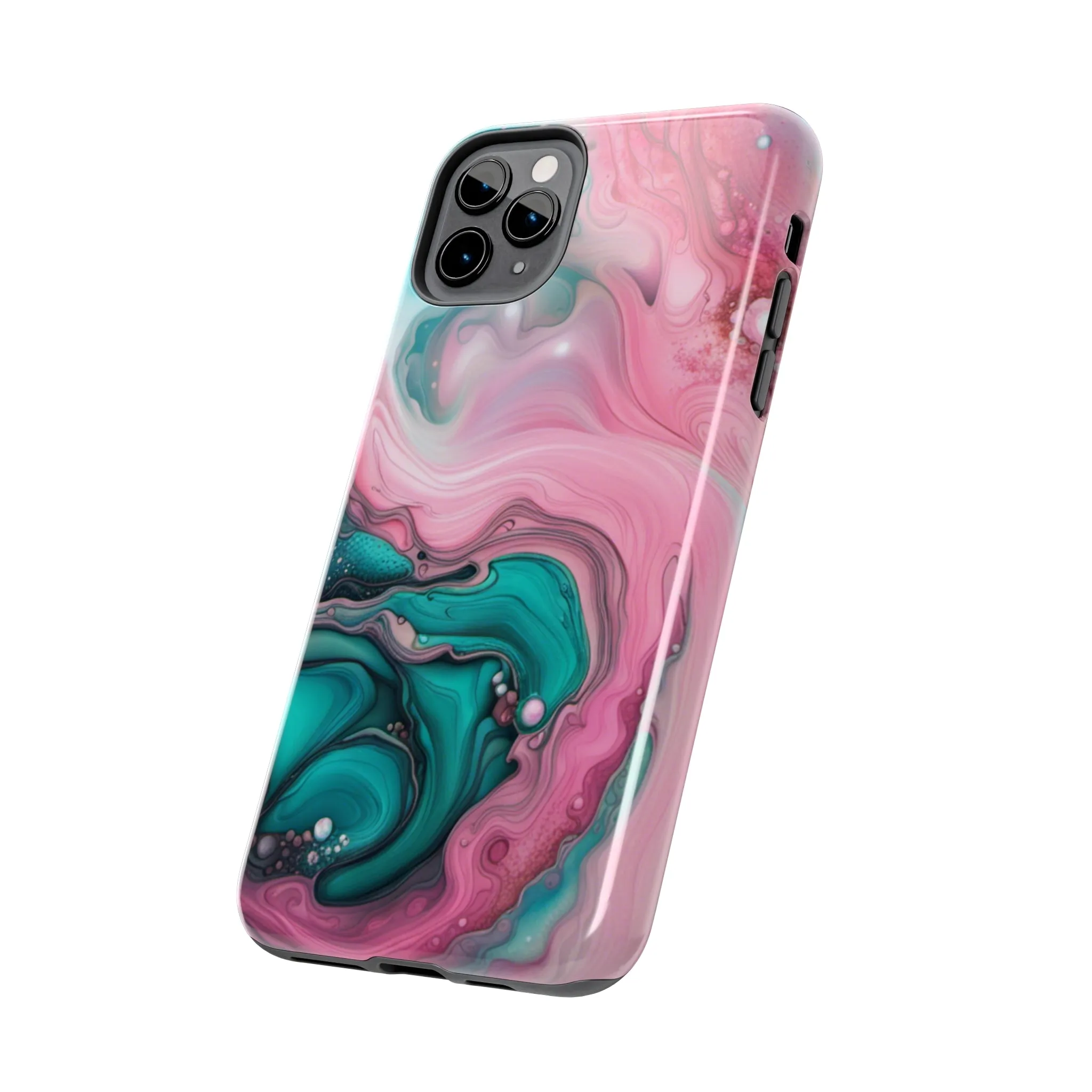 Pink and Teal Alcohol Ink Pattern Design Phone Case compatible with a large variety of iPhone models, Phone Case, Gift