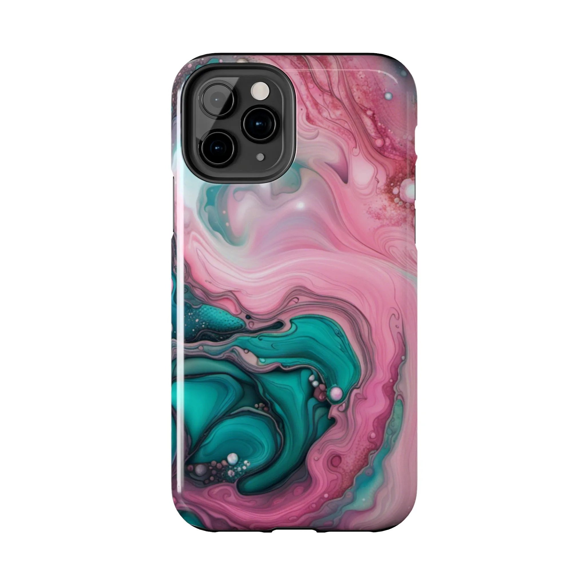 Pink and Teal Alcohol Ink Pattern Design Phone Case compatible with a large variety of iPhone models, Phone Case, Gift