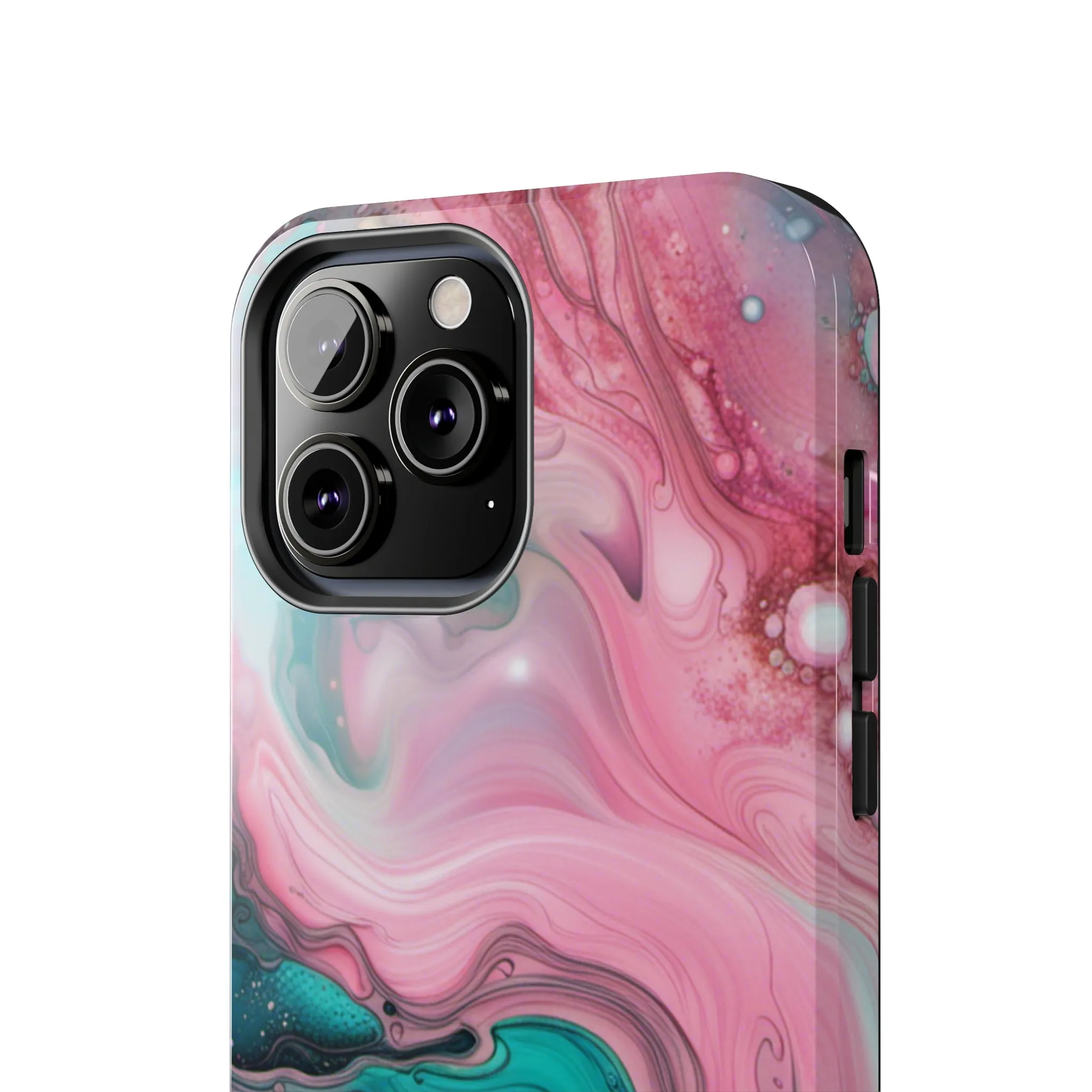 Pink and Teal Alcohol Ink Pattern Design Phone Case compatible with a large variety of iPhone models, Phone Case, Gift