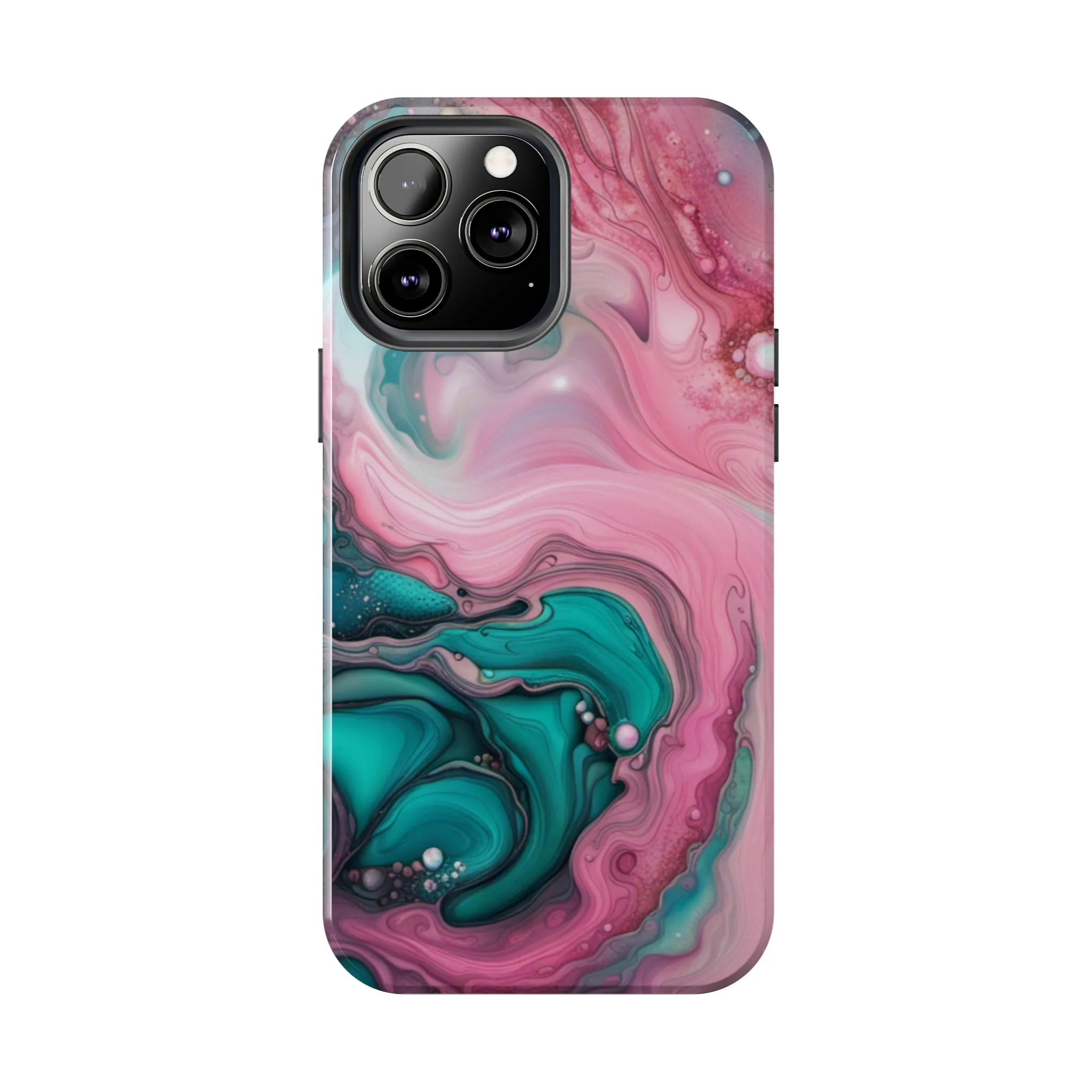 Pink and Teal Alcohol Ink Pattern Design Phone Case compatible with a large variety of iPhone models, Phone Case, Gift