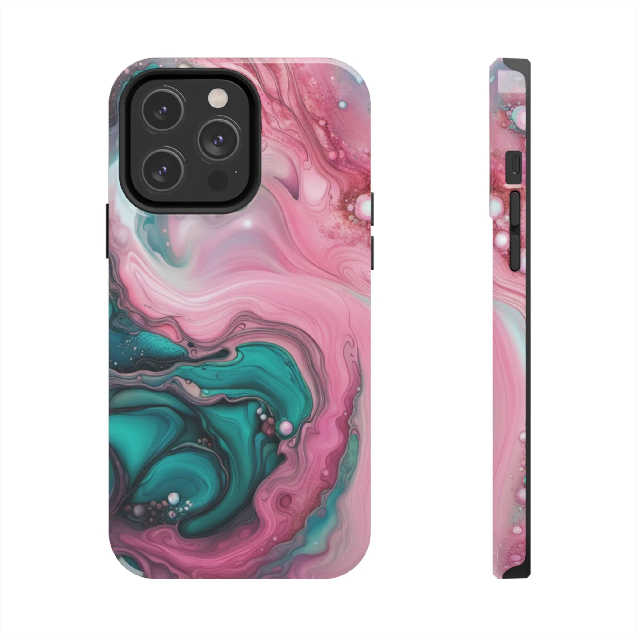 Pink and Teal Alcohol Ink Pattern Design Phone Case compatible with a large variety of iPhone models, Phone Case, Gift