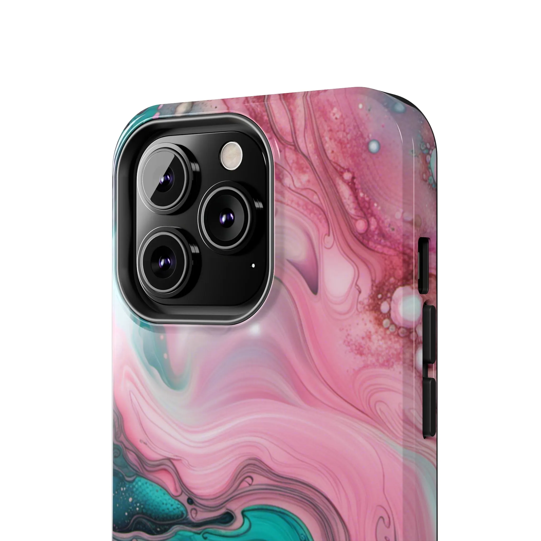 Pink and Teal Alcohol Ink Pattern Design Phone Case compatible with a large variety of iPhone models, Phone Case, Gift