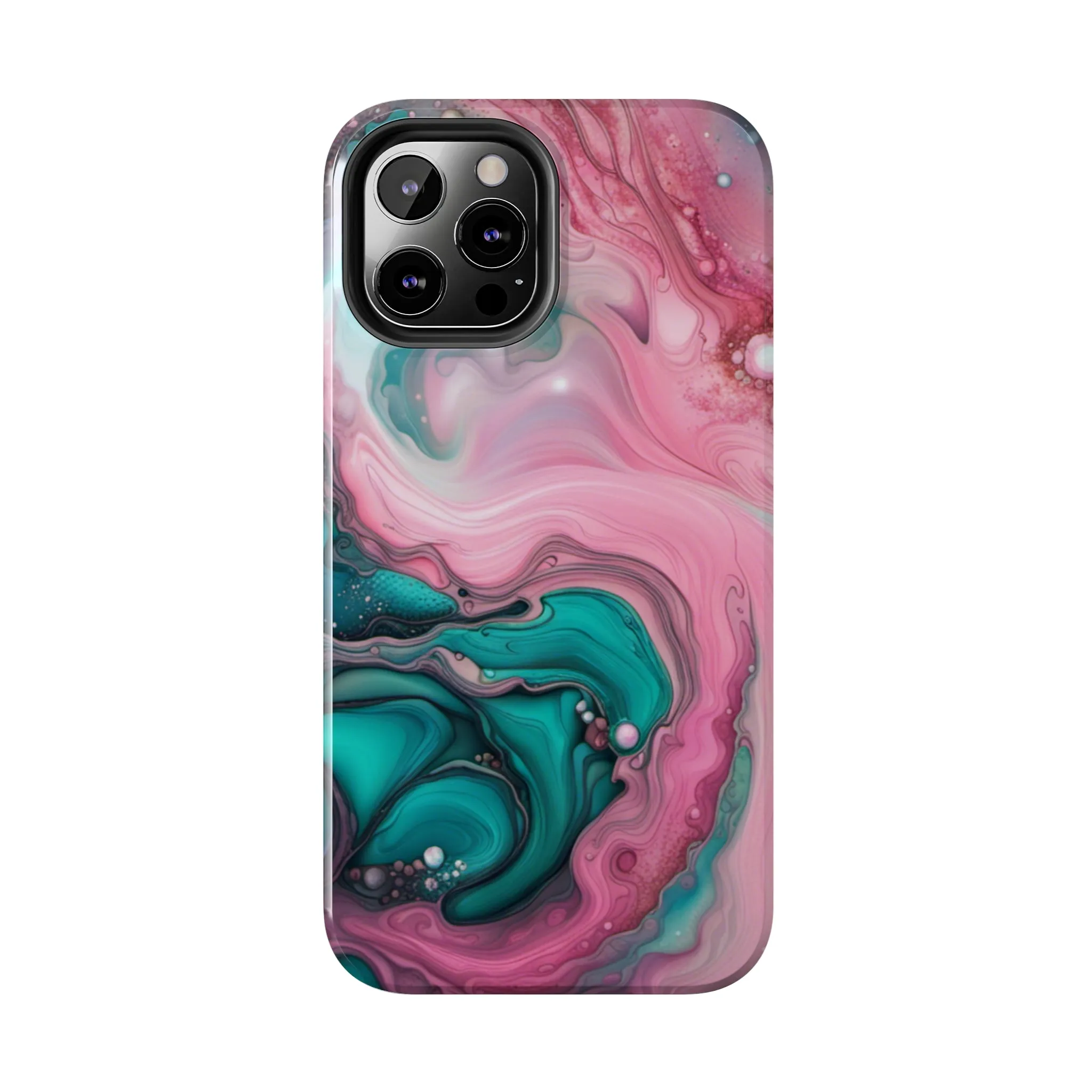 Pink and Teal Alcohol Ink Pattern Design Phone Case compatible with a large variety of iPhone models, Phone Case, Gift