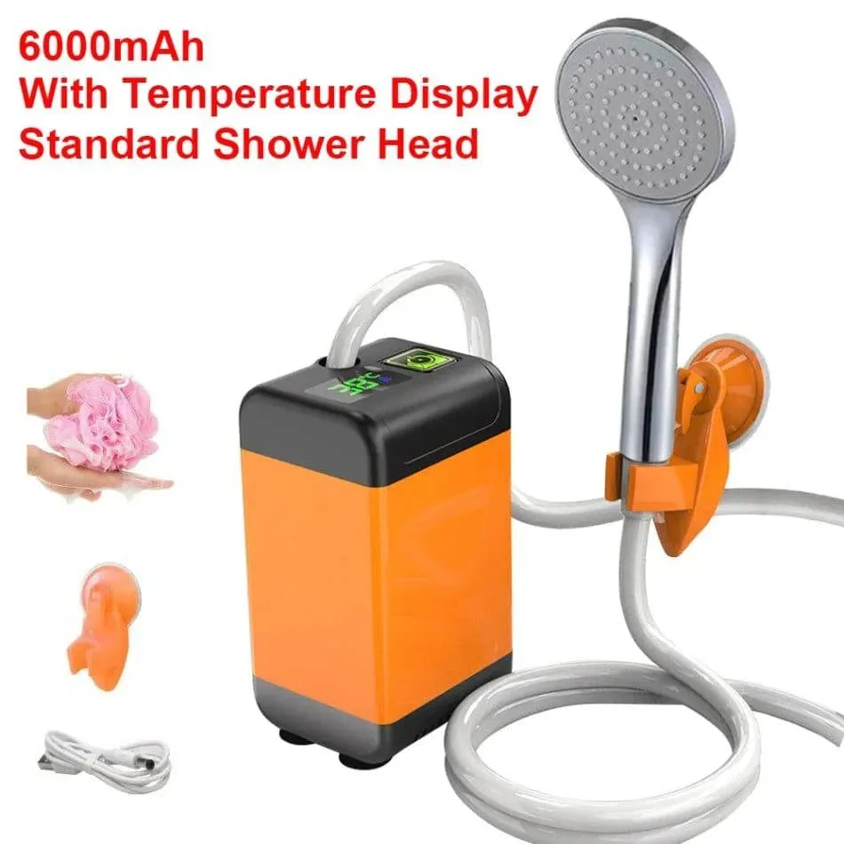 Portable Outdoor Camping Shower Pump with Intelligent Digital Display Electric Portable Camping Shower for Travel Beach Pet