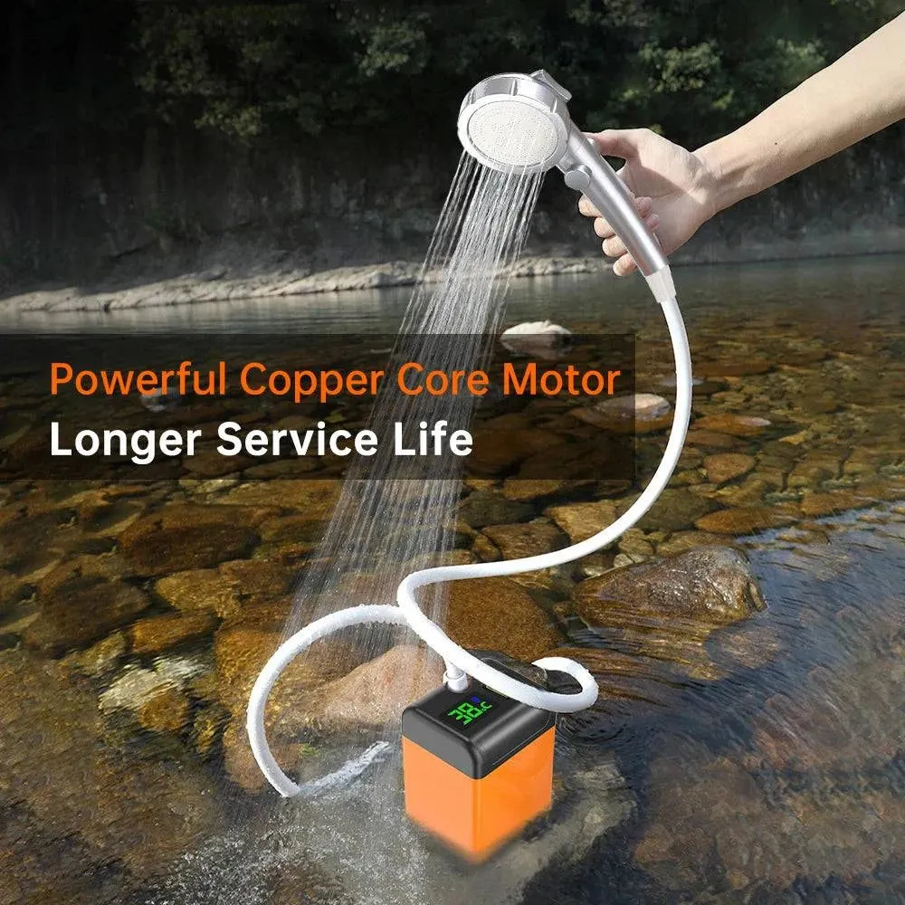 Portable Outdoor Camping Shower Pump with Intelligent Digital Display Electric Portable Camping Shower for Travel Beach Pet