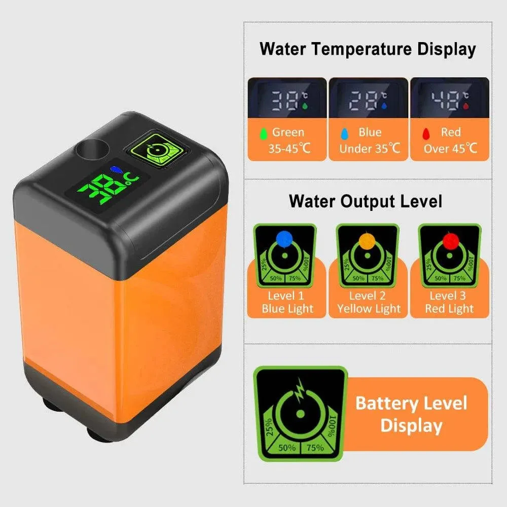 Portable Outdoor Camping Shower Pump with Intelligent Digital Display Electric Portable Camping Shower for Travel Beach Pet