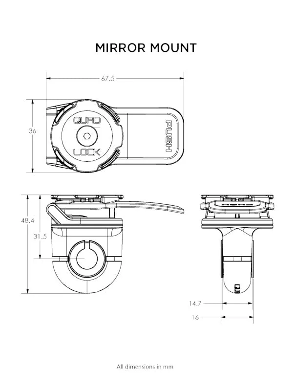 Quad Lock Mirror and Crossbar Mount