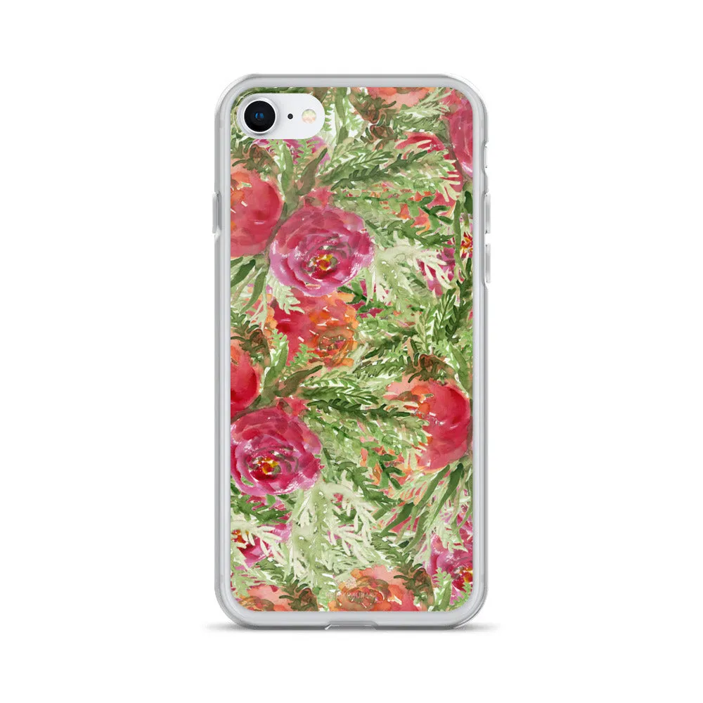 Red Floral Rose iPhone Case, iPhone X | XS | XR | XS Max | 8 | 8  | 7| 7  Case-Printed in USA/EU