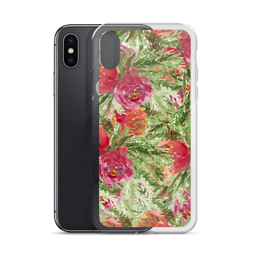 Red Floral Rose iPhone Case, iPhone X | XS | XR | XS Max | 8 | 8  | 7| 7  Case-Printed in USA/EU