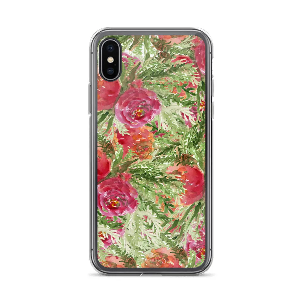 Red Floral Rose iPhone Case, iPhone X | XS | XR | XS Max | 8 | 8  | 7| 7  Case-Printed in USA/EU