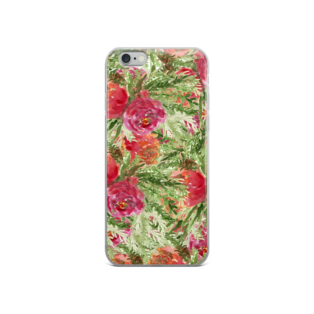 Red Floral Rose iPhone Case, iPhone X | XS | XR | XS Max | 8 | 8  | 7| 7  Case-Printed in USA/EU