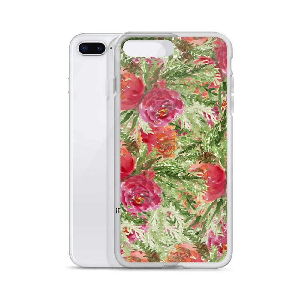 Red Floral Rose iPhone Case, iPhone X | XS | XR | XS Max | 8 | 8  | 7| 7  Case-Printed in USA/EU