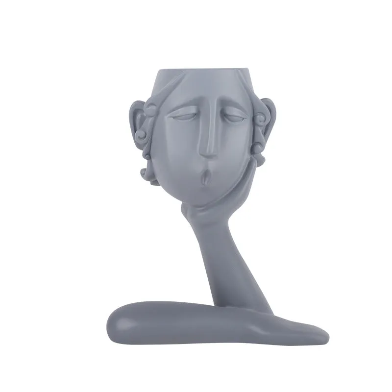 Resin Vase Single Hand Head Shaped Creative Desktop Ornament