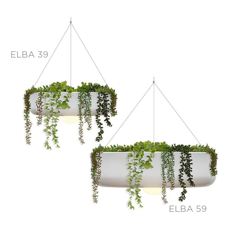 Round hanging planter with cordless lighting ELBA 59