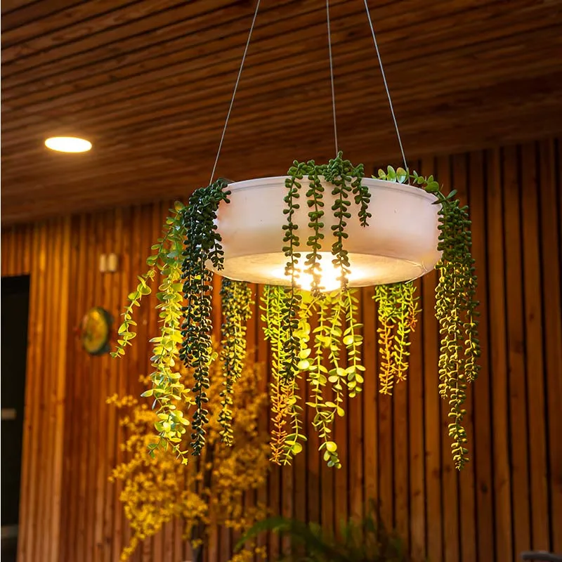 Round hanging planter with cordless lighting ELBA 59