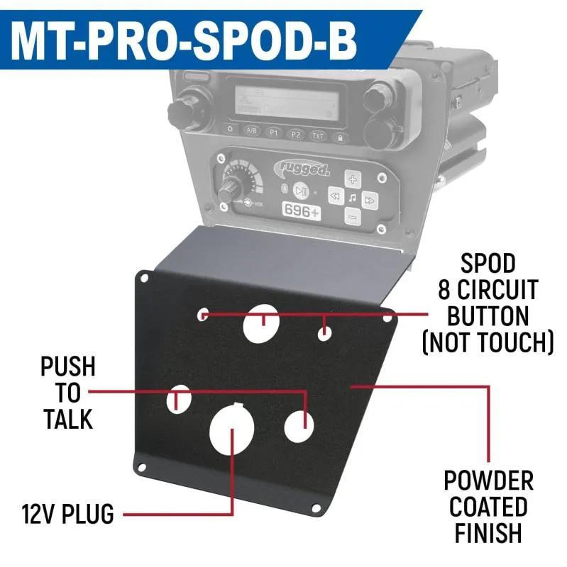 Rugged Radios Lower Accessory Panel - Scosche M8RIX - Polaris RZR PRO XP/RZR Turbo R/RZR PRO R Dash Mount Radio/Intercom