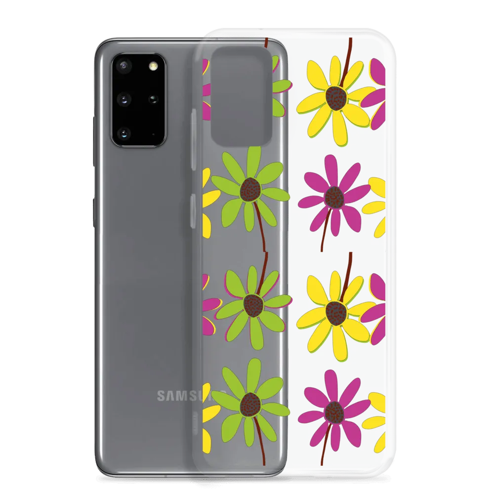 Samsung Colourful Hand Drawn Flower Petals Clear Case