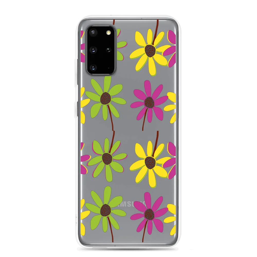 Samsung Colourful Hand Drawn Flower Petals Clear Case