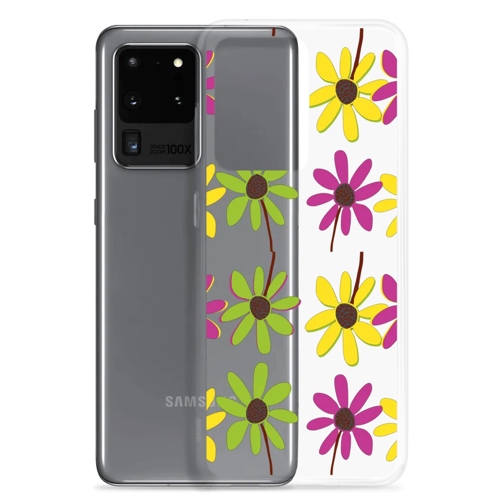 Samsung Colourful Hand Drawn Flower Petals Clear Case