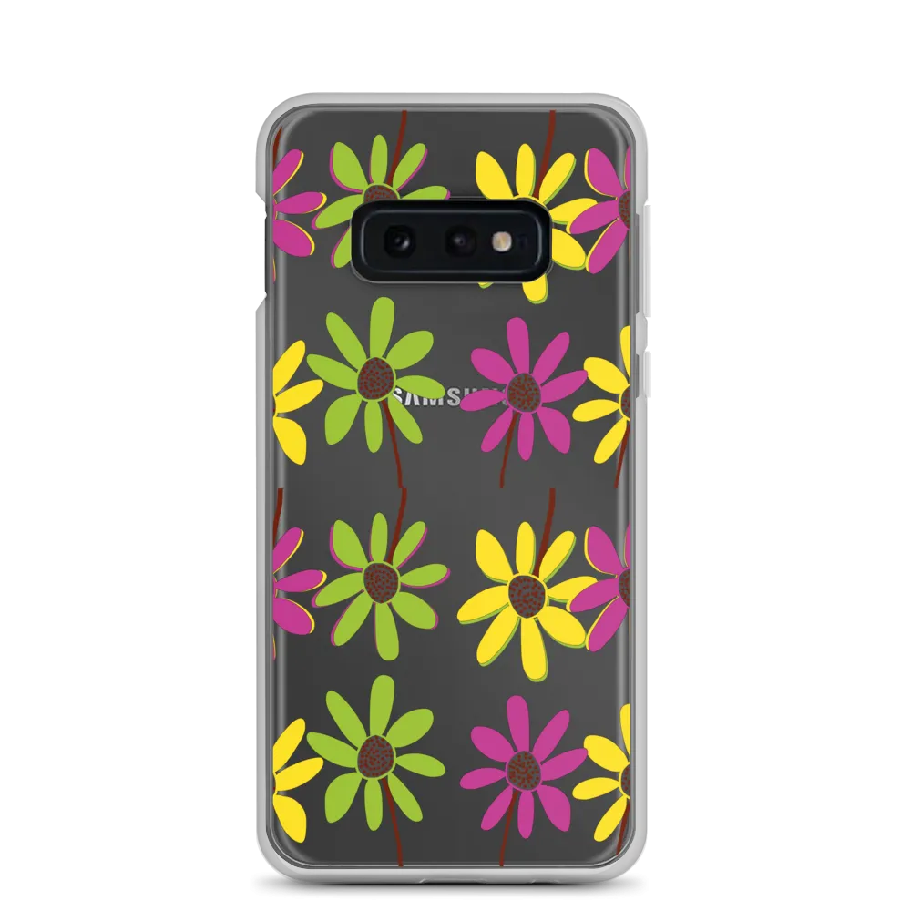 Samsung Colourful Hand Drawn Flower Petals Clear Case