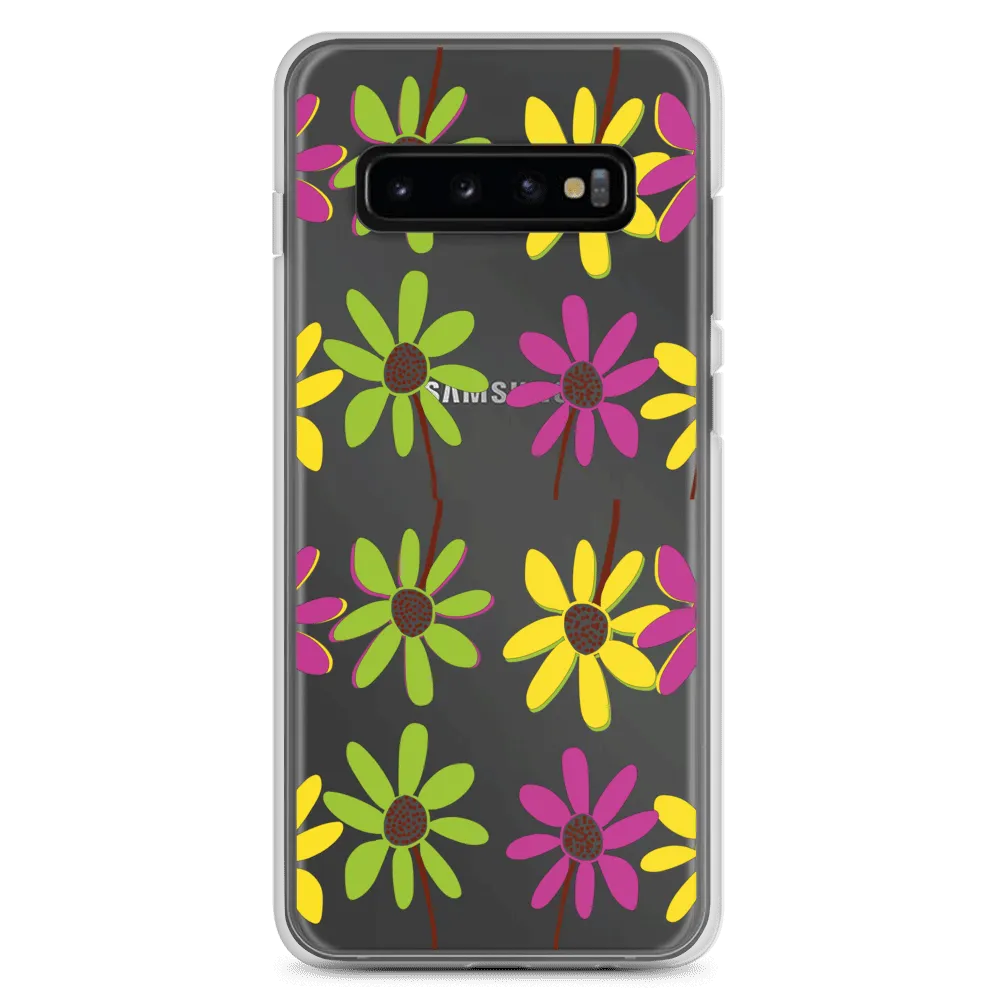 Samsung Colourful Hand Drawn Flower Petals Clear Case