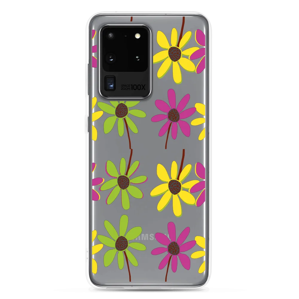 Samsung Colourful Hand Drawn Flower Petals Clear Case