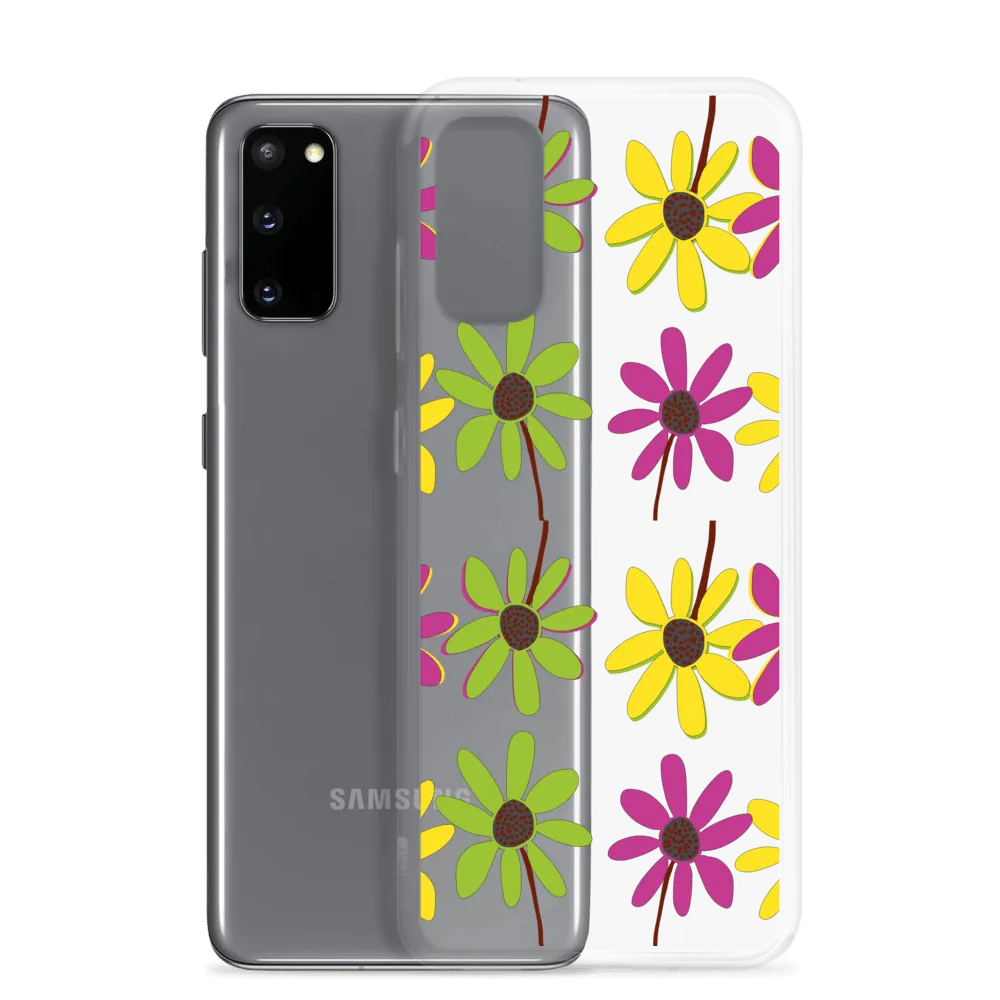 Samsung Colourful Hand Drawn Flower Petals Clear Case