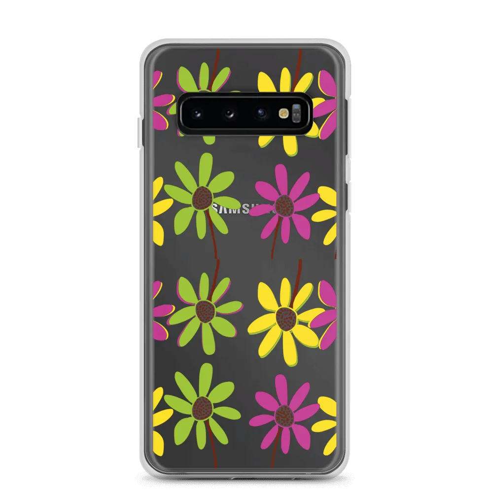 Samsung Colourful Hand Drawn Flower Petals Clear Case