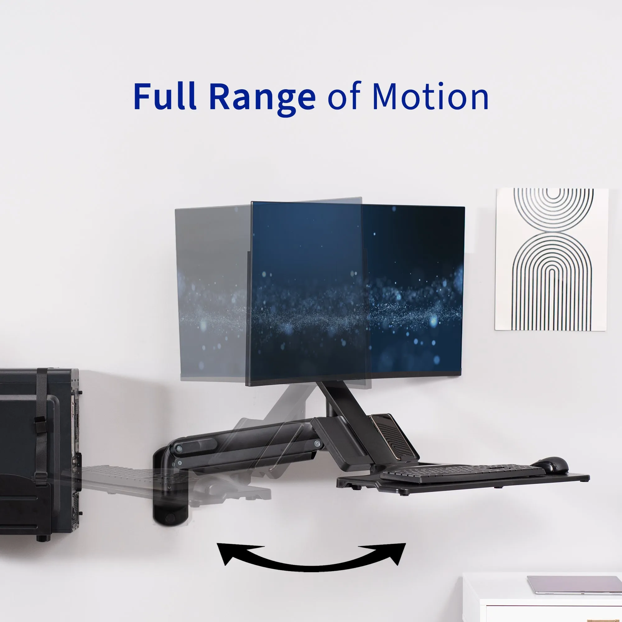 Single Monitor Sit to Stand Wall Mount Workstation