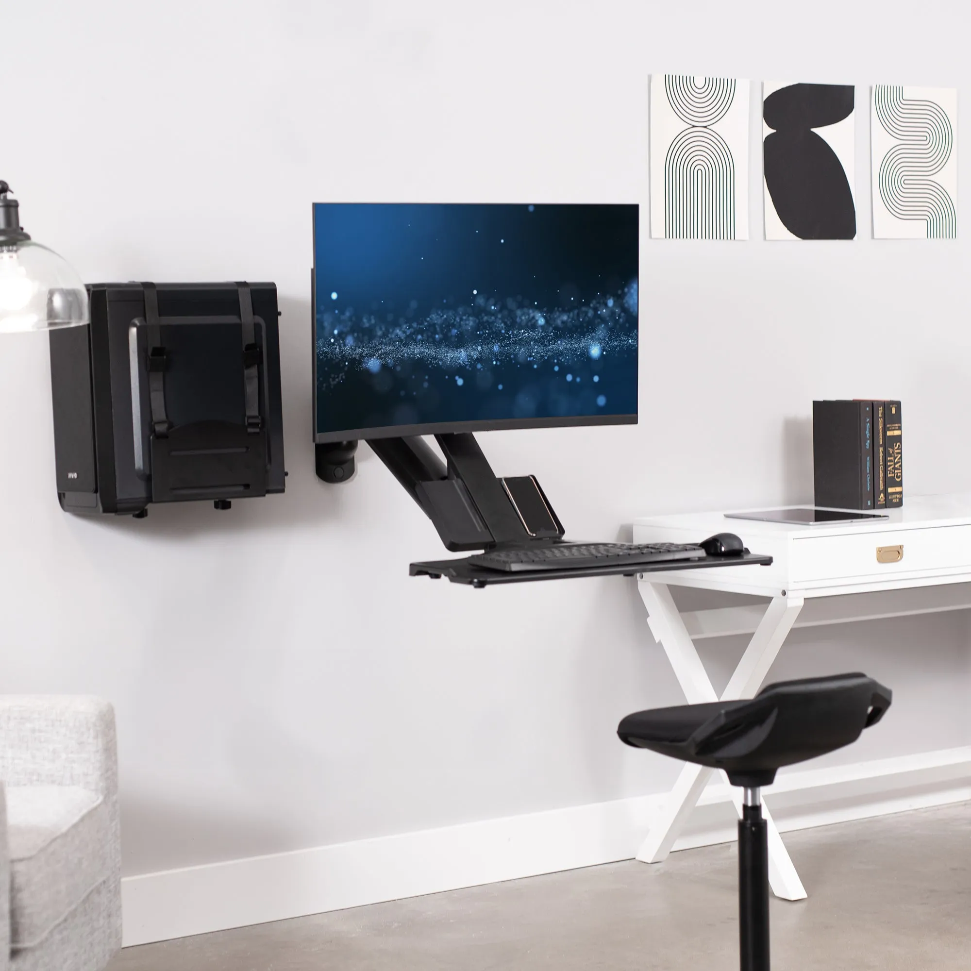 Single Monitor Sit to Stand Wall Mount Workstation