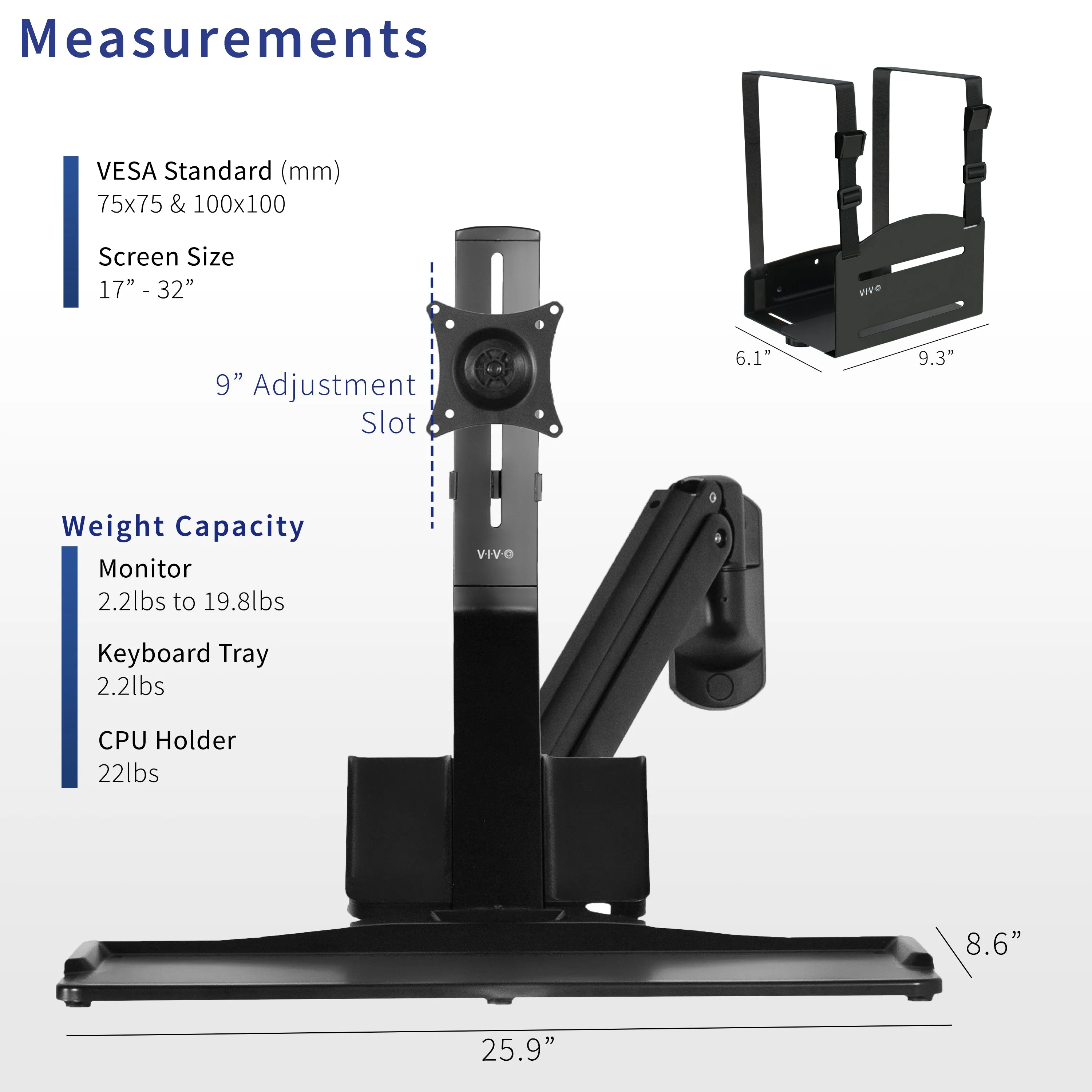 Single Monitor Sit to Stand Wall Mount Workstation