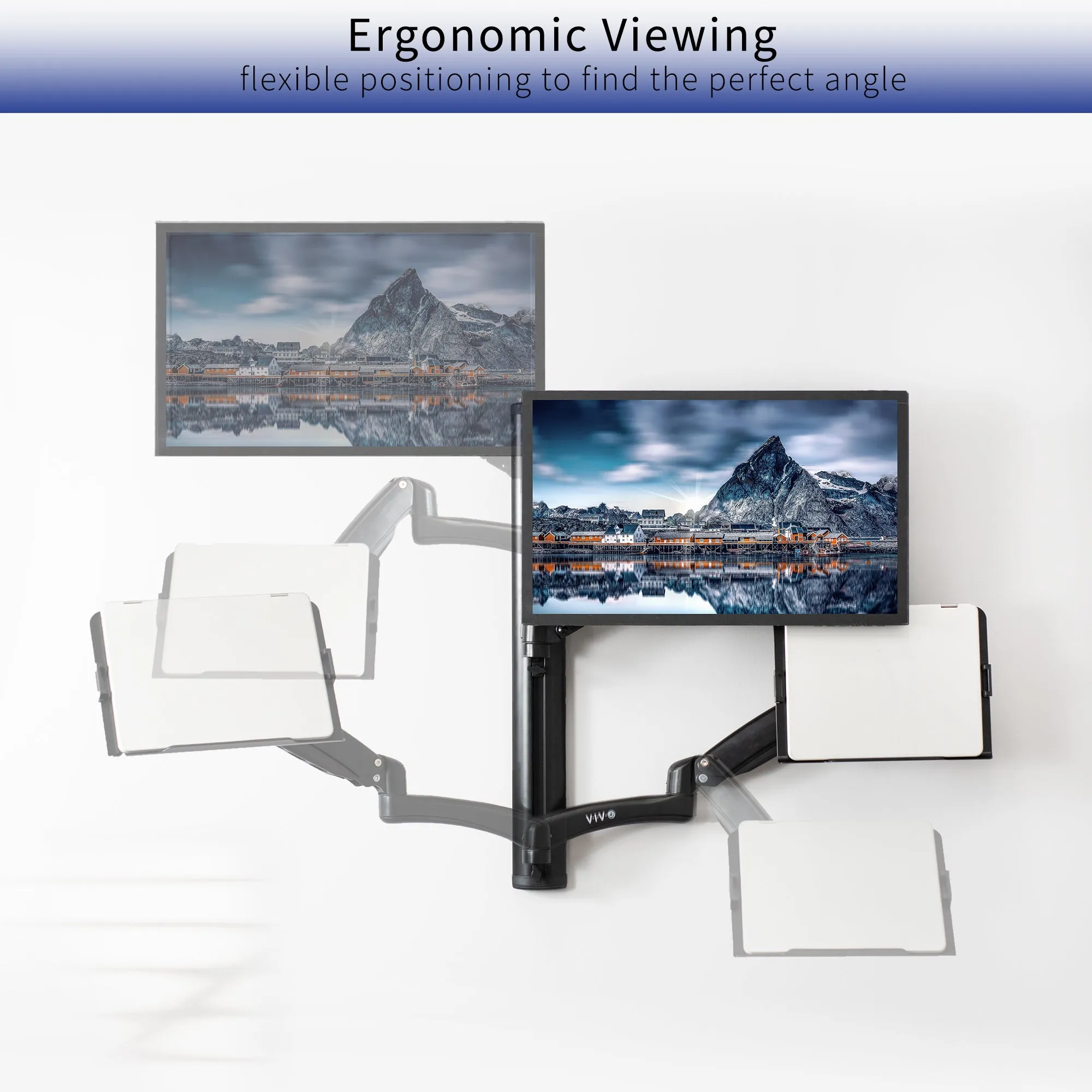 Sit to Stand Single Monitor & Laptop Wall Mount Workstation - Up to 27" Screens, 17.3" Laptops