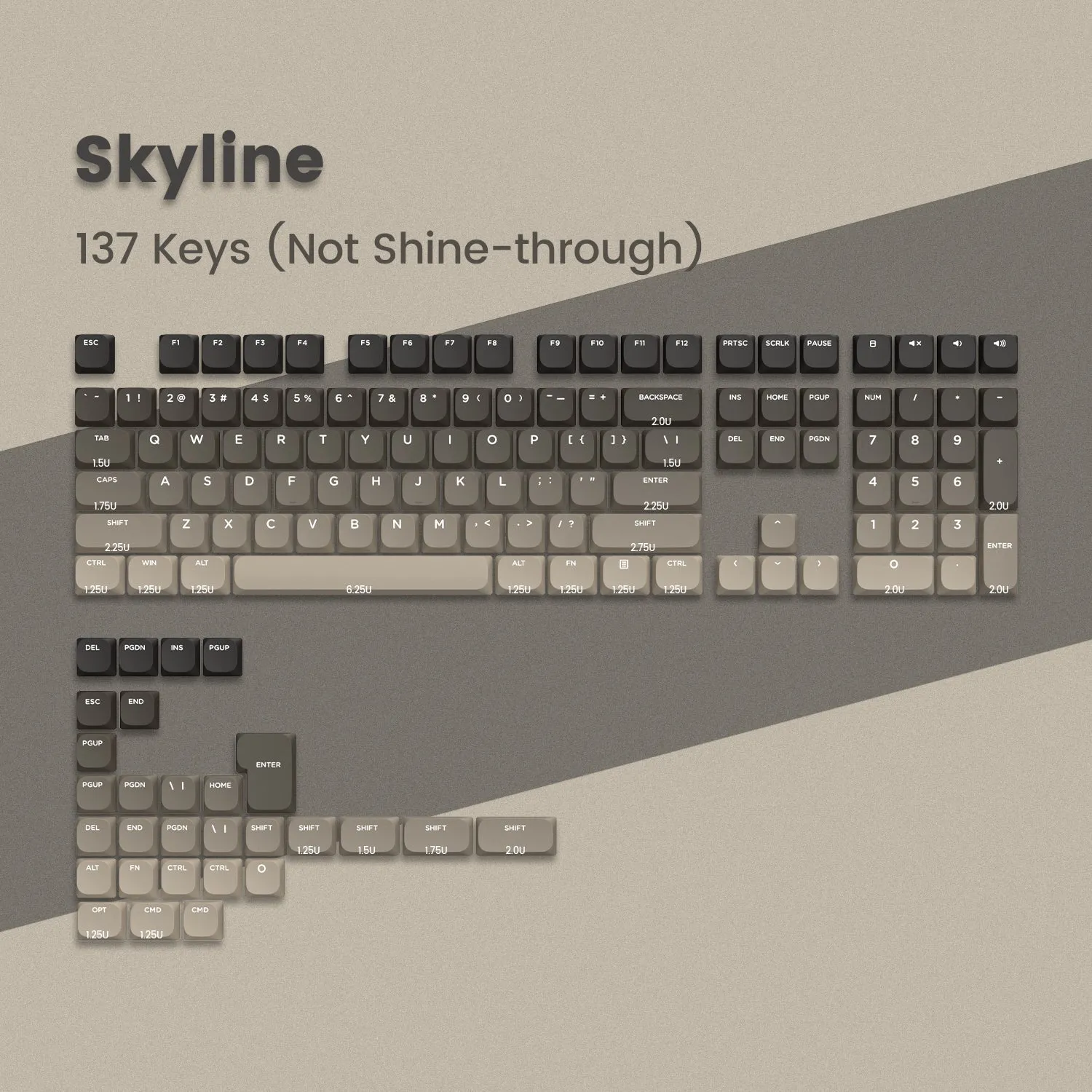 Skyline R1 Low Profile PBT Double-Shot Keycap Set