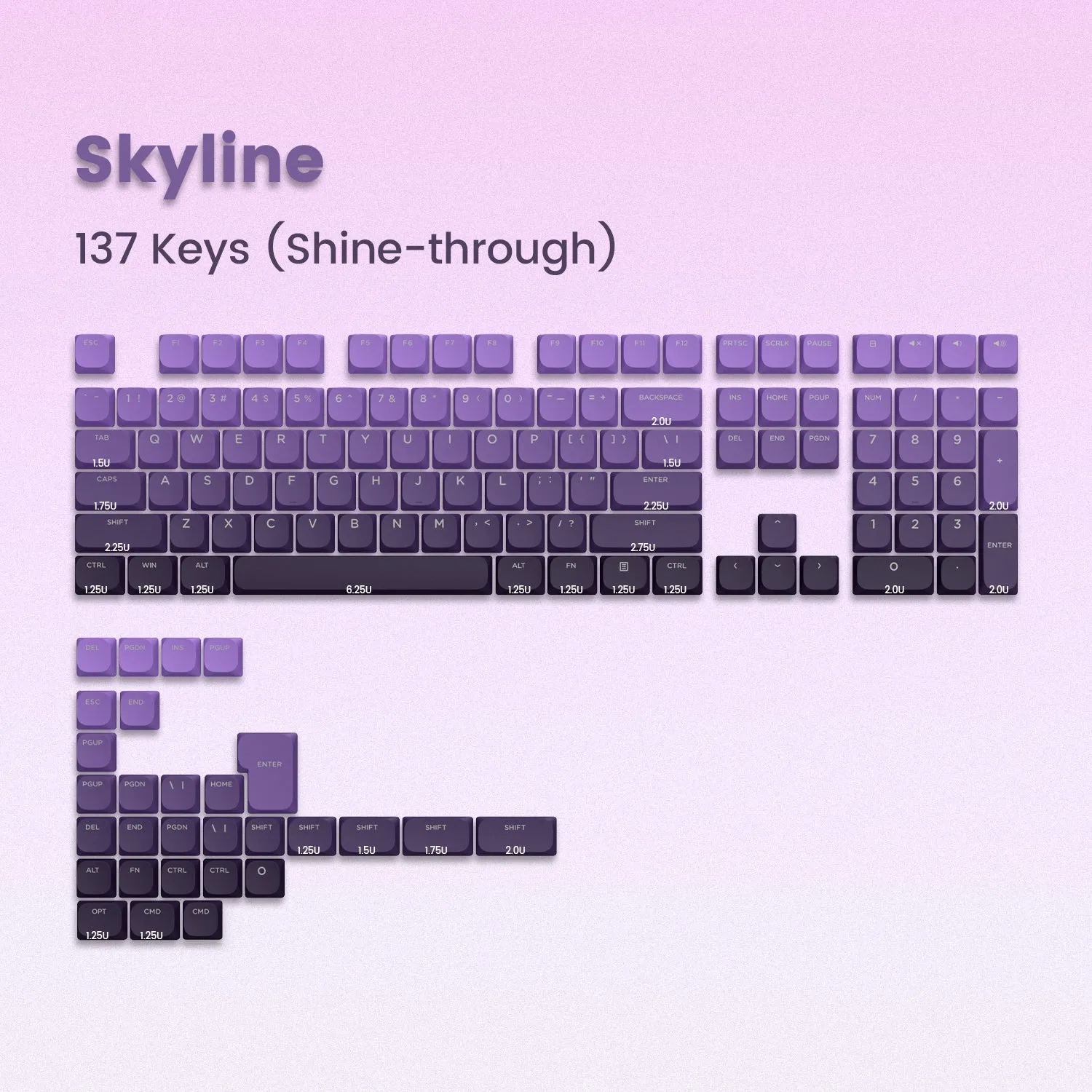 Skyline R1 Low Profile PBT Double-Shot Keycap Set