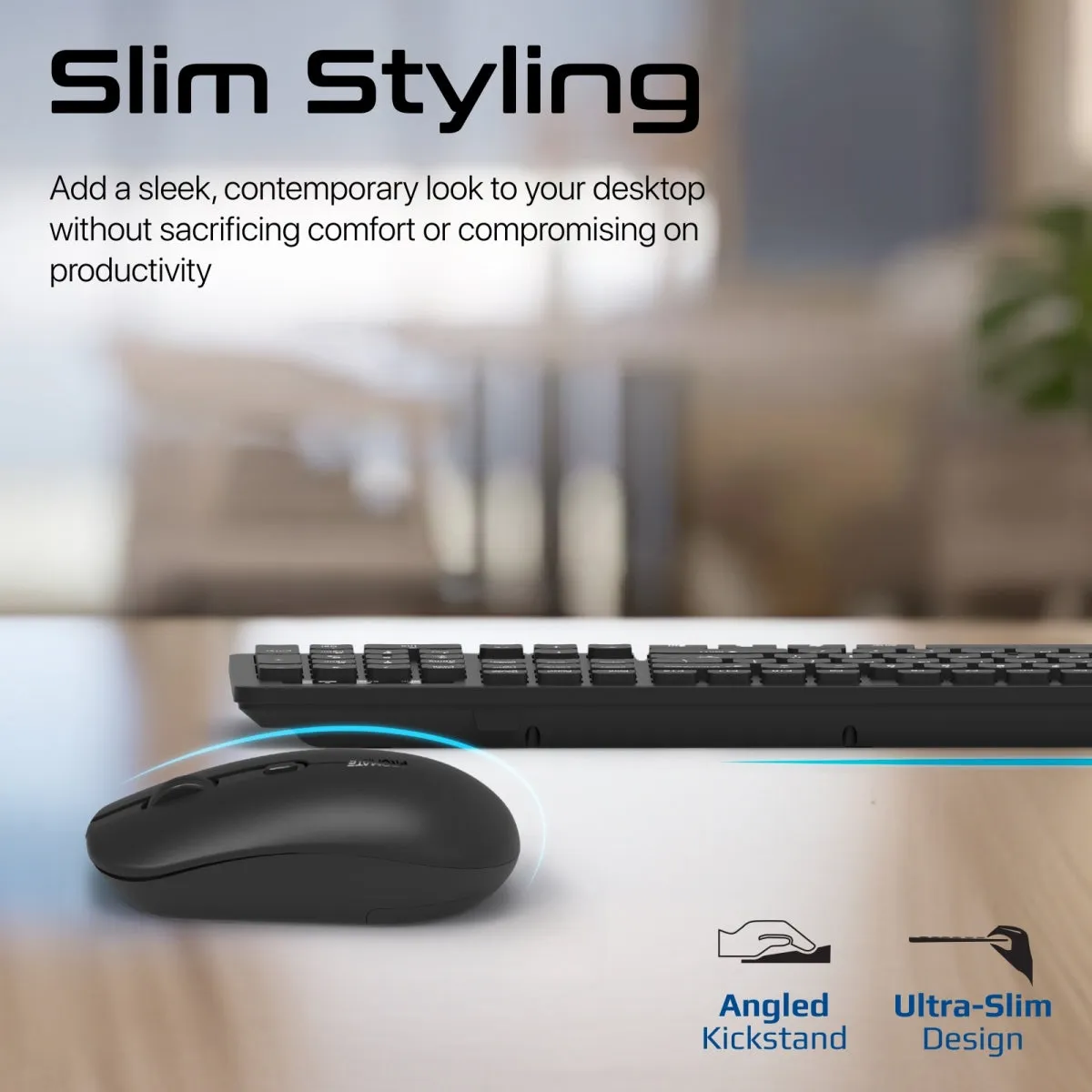 Sleek Profile Full-Size Wireless Keyboard and Mouse