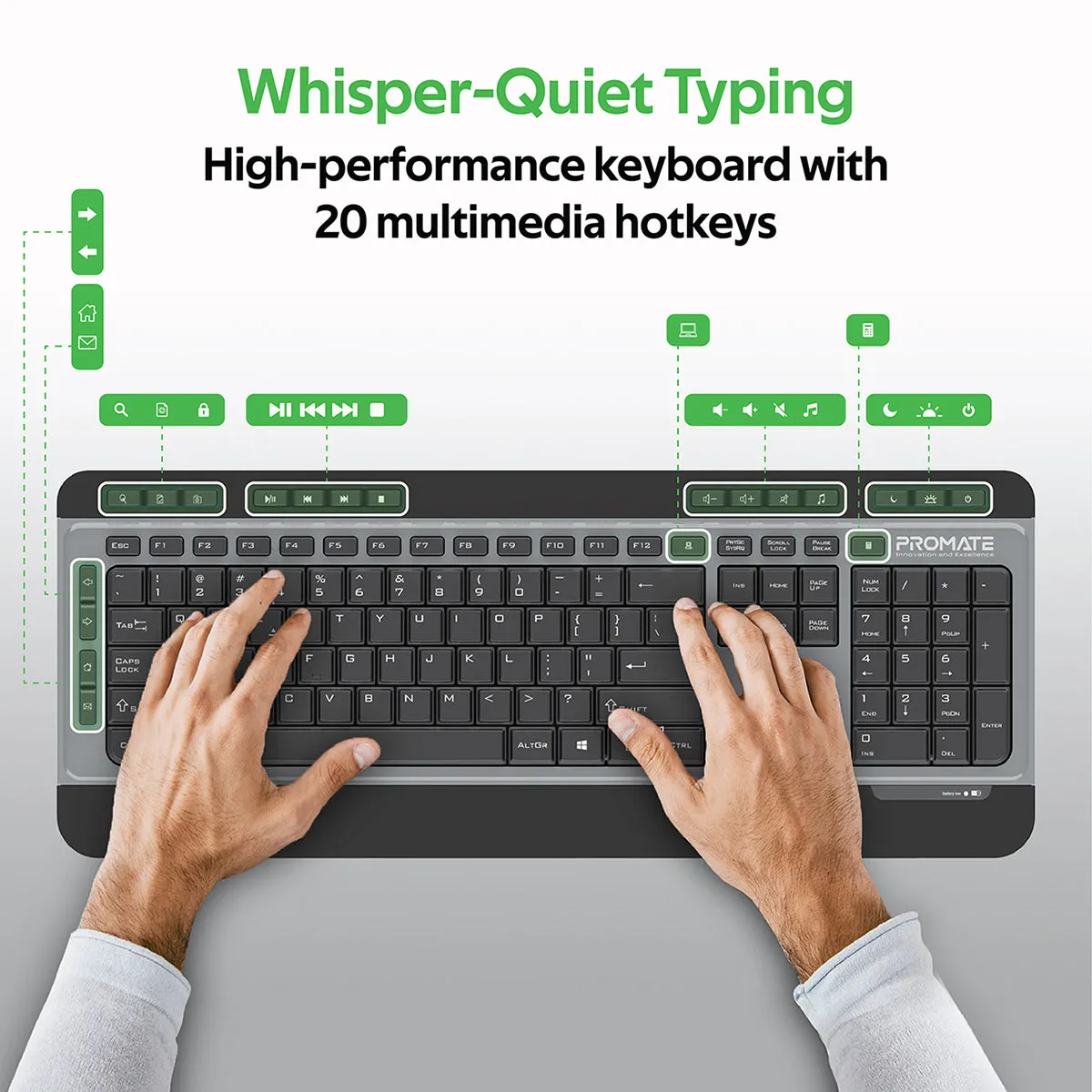 Sleek Wireless Multimedia Keyboard & Mouse Combo