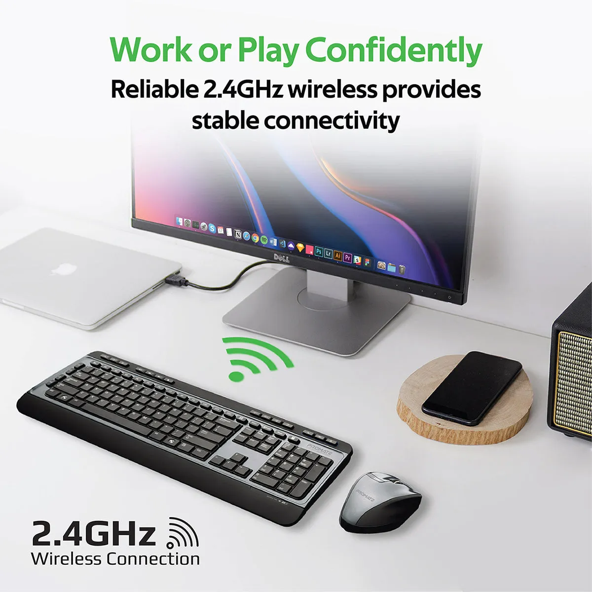 Sleek Wireless Multimedia Keyboard & Mouse Combo