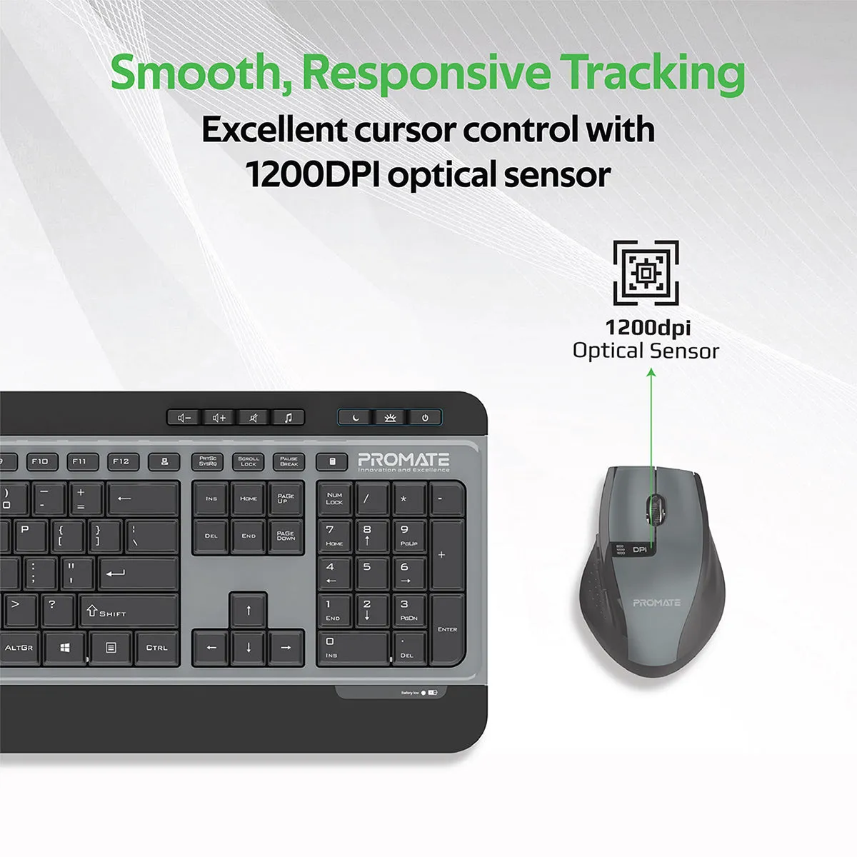 Sleek Wireless Multimedia Keyboard & Mouse Combo