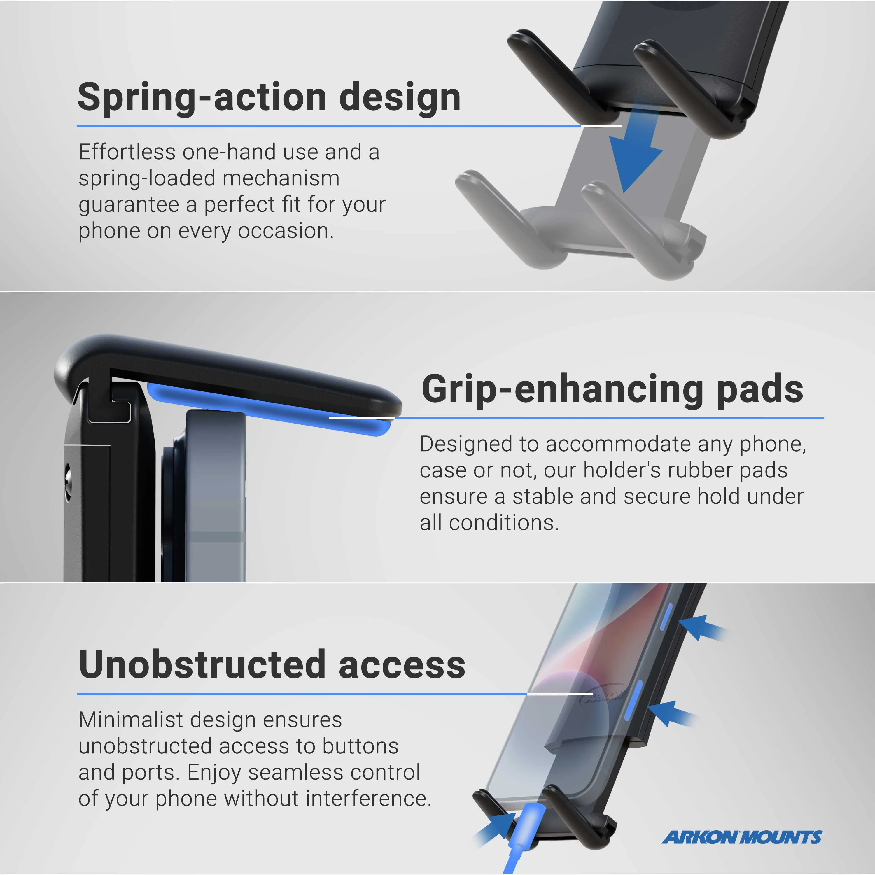 Slim-Grip® Ultra Phone Seat Rail or Floor Car Truck Mount