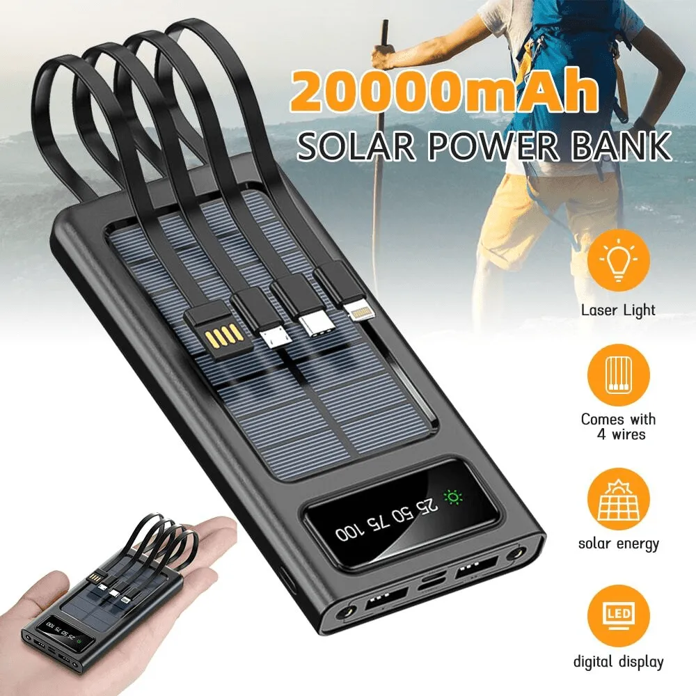 Smart Solar Portable Fast Charging Power Bank 20000mAh - P28