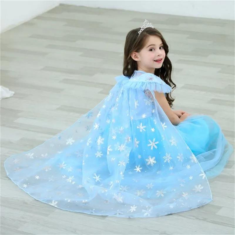 Snow Queen Elsa Princess Dress Cosplay Birthday Party Dress for Girls