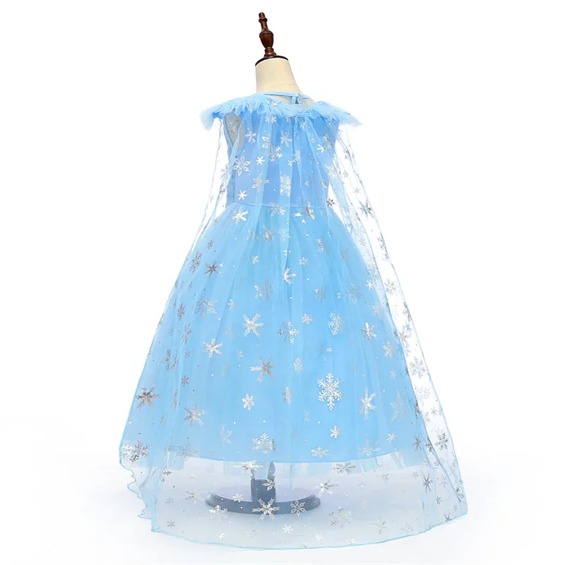 Snow Queen Elsa Princess Dress Cosplay Birthday Party Dress for Girls