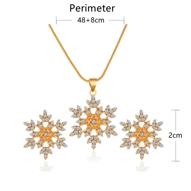 Snowflake Temperament Exquisite Full Diamond Necklace Earrings Set