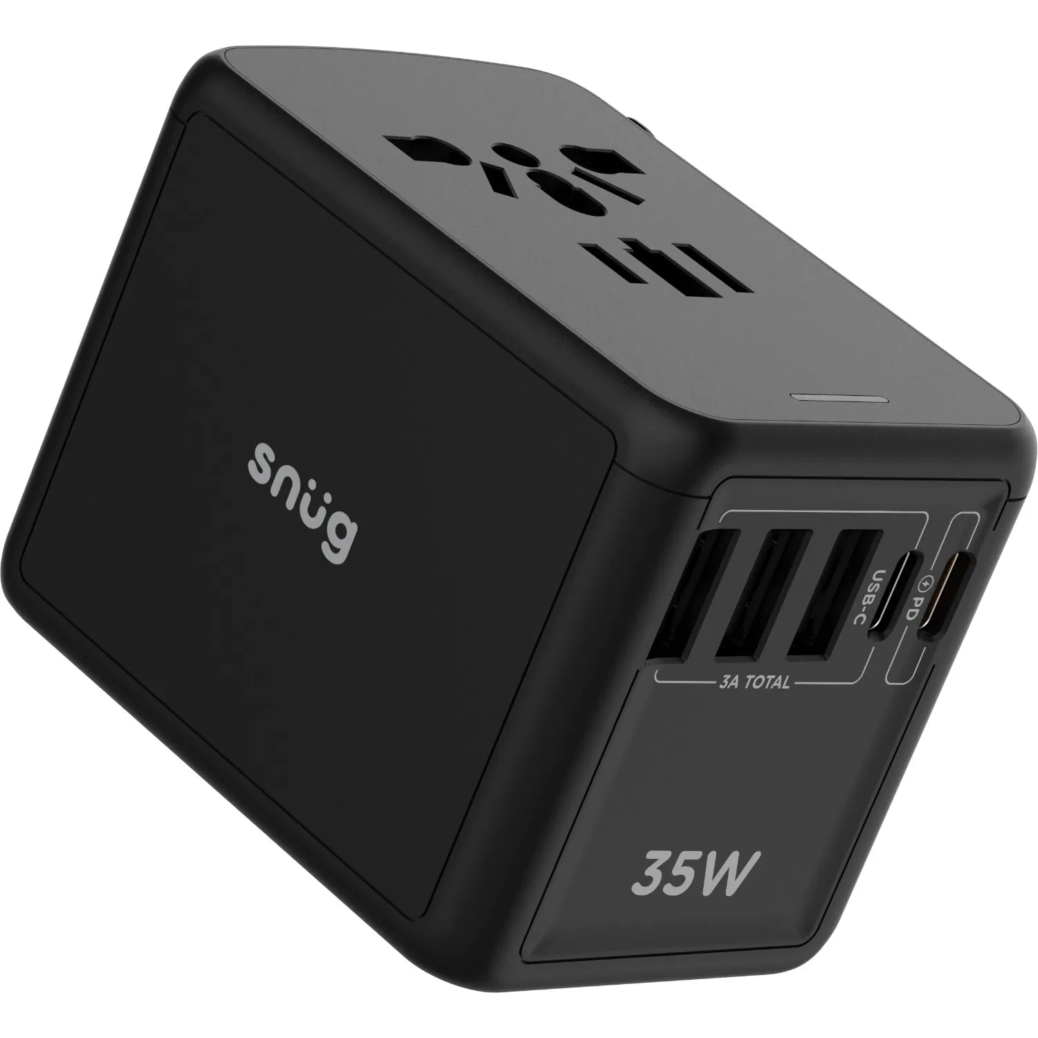 SNUG 5 Port Universal Travel Adapter - 35W - 5PDPORT-BK