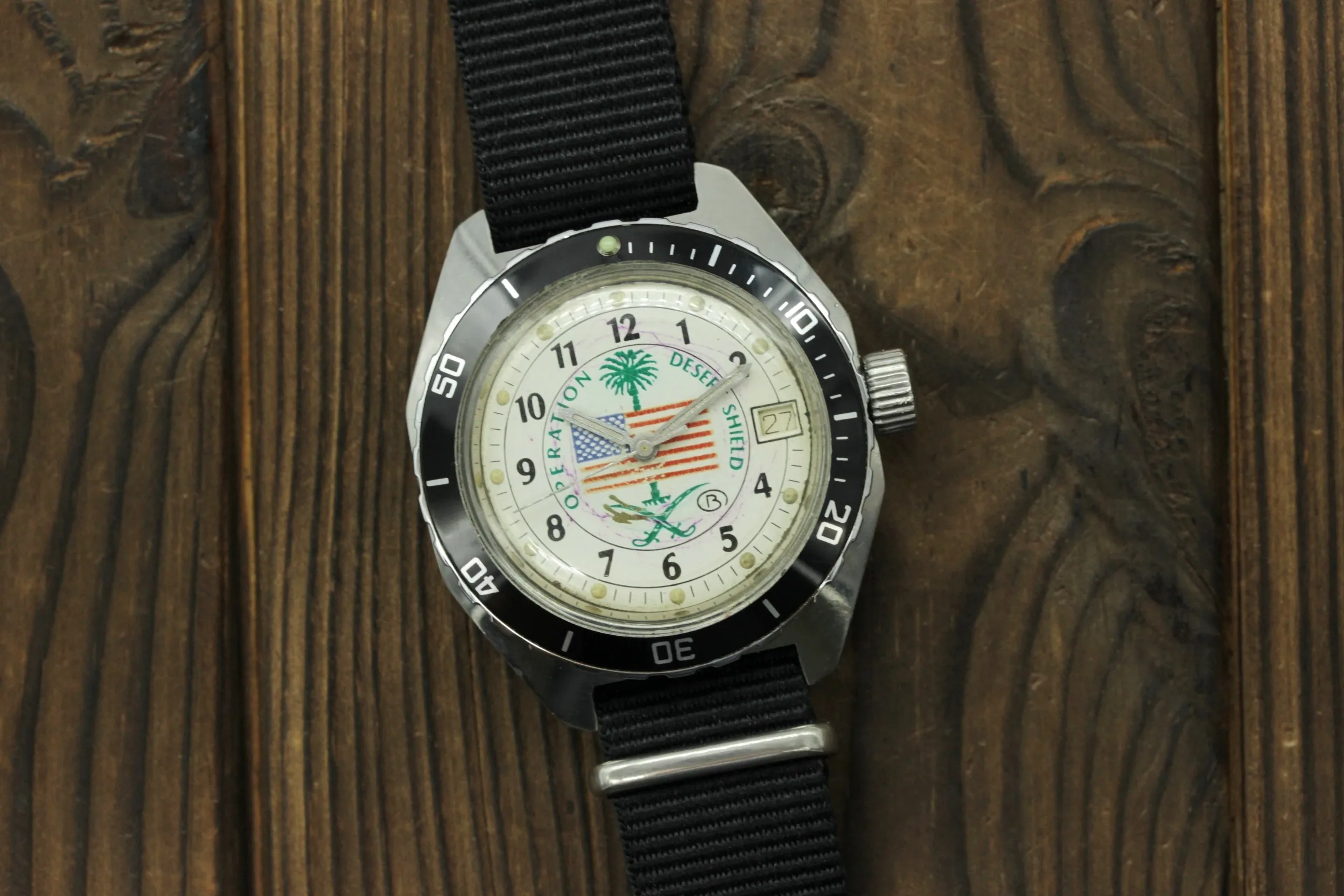 Soviet military Vostok 2409A Amphibian diver watch, anti-magnetic, Operation Desert Storm wristwatch