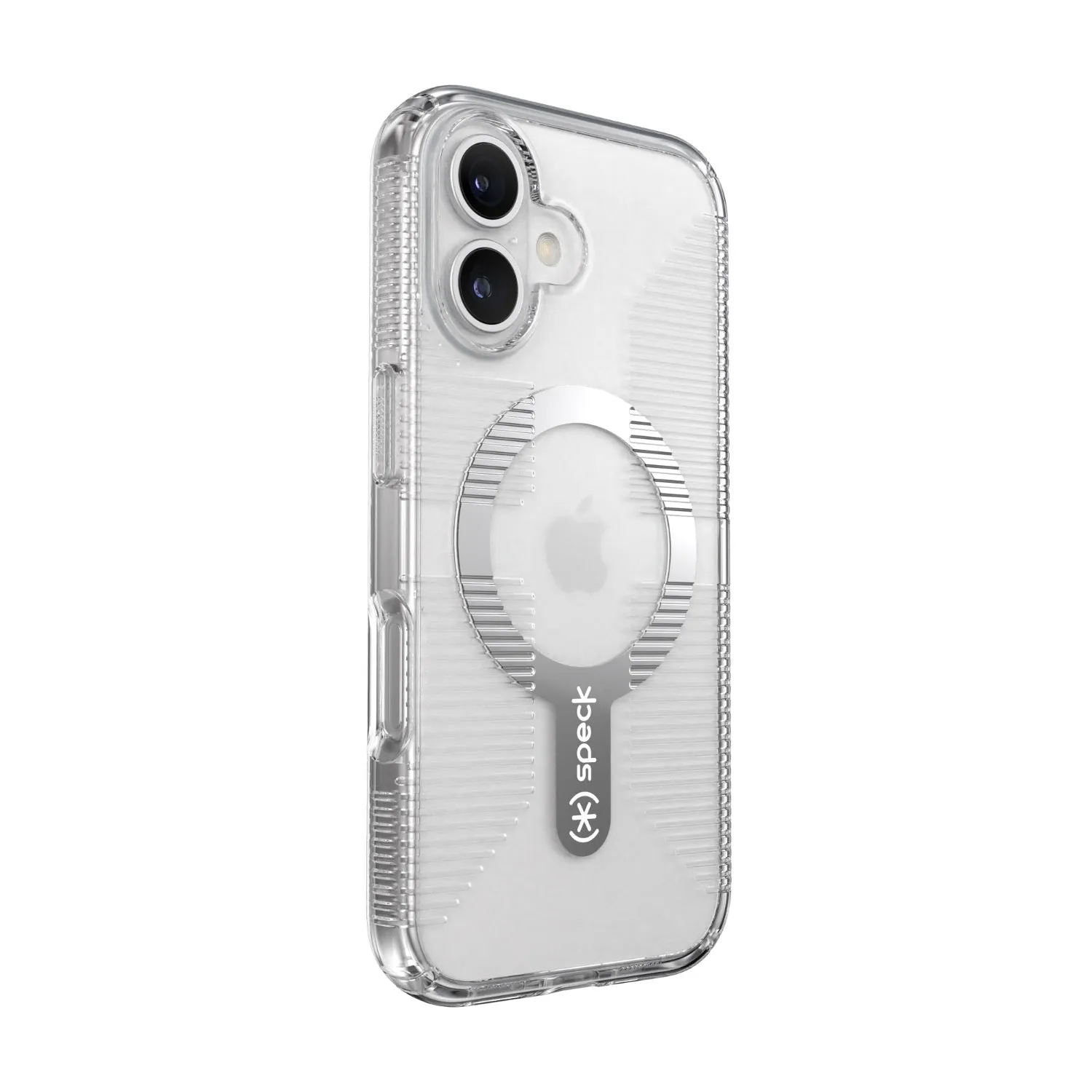 Speck Gemshell Grip MagSafe Case - Apple iPhone 16 - Clear & Chrome (SPK150697-5085)