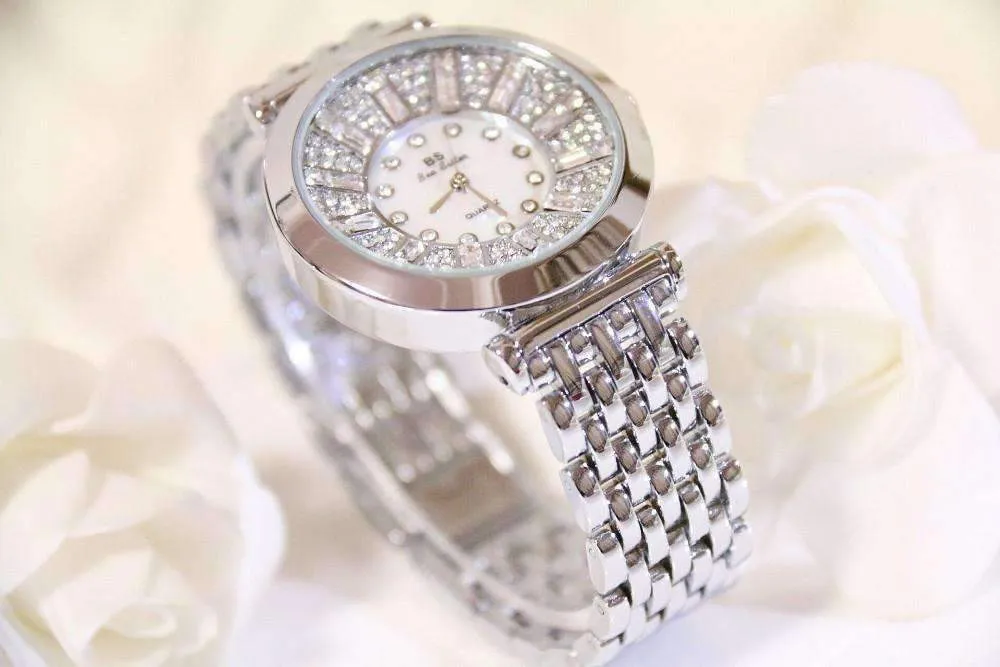 Spectacle Deluxe Austrian Crystal Stainless Steel Luxury Ladies Watch in Two Colors for Woman